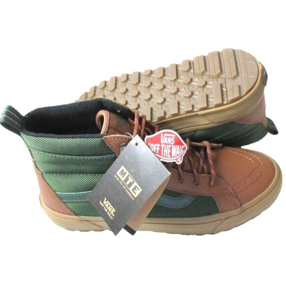 Vans Men's Sk8-Hi MTE-1 All Weather Boots Green Gum Brown Leather Size 8.5 NIB - Picture 3 of 5